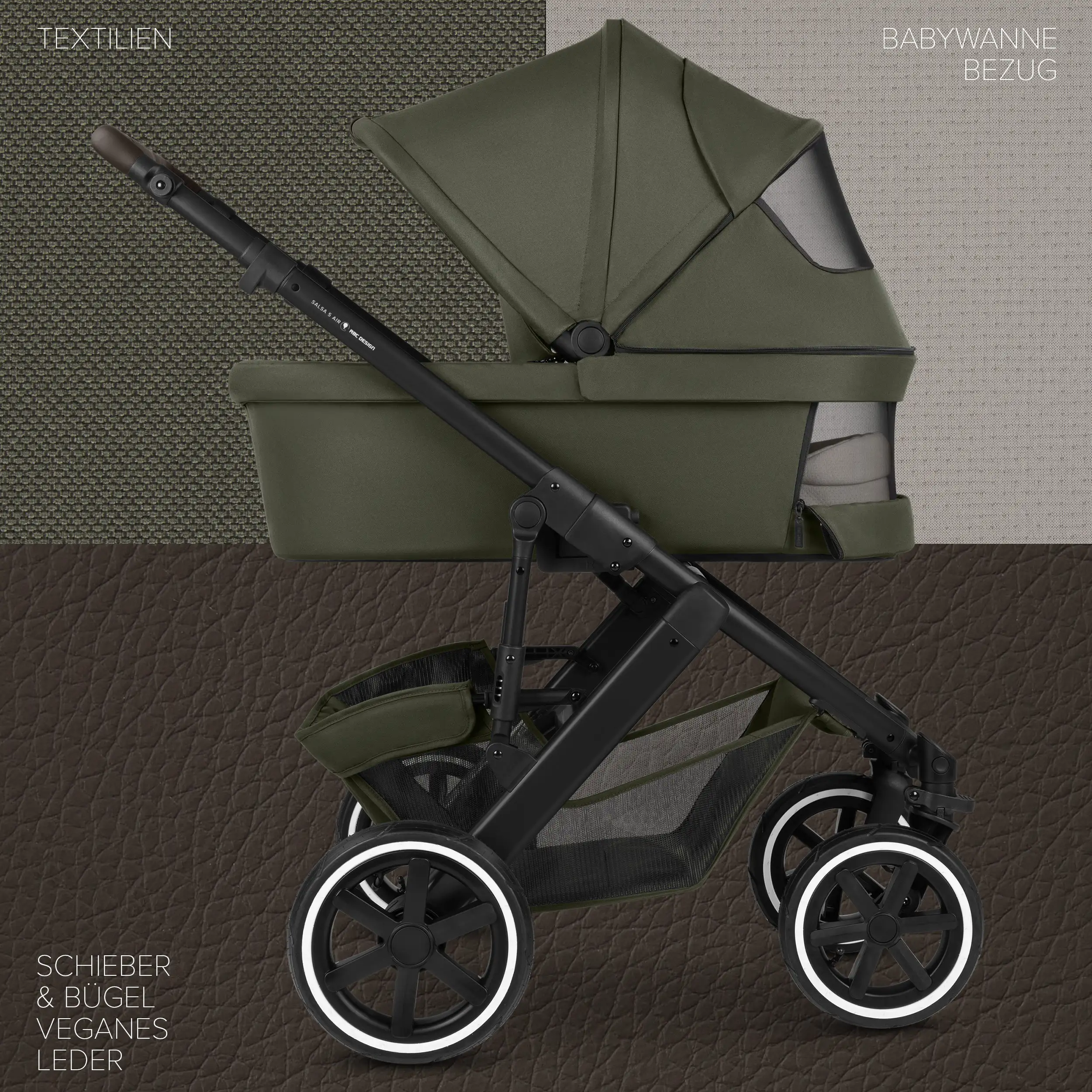 4in1-Kinderwagen-Set Salsa 5 Air inkl. Babyschale Calla mit Liegefunktion - Avocado