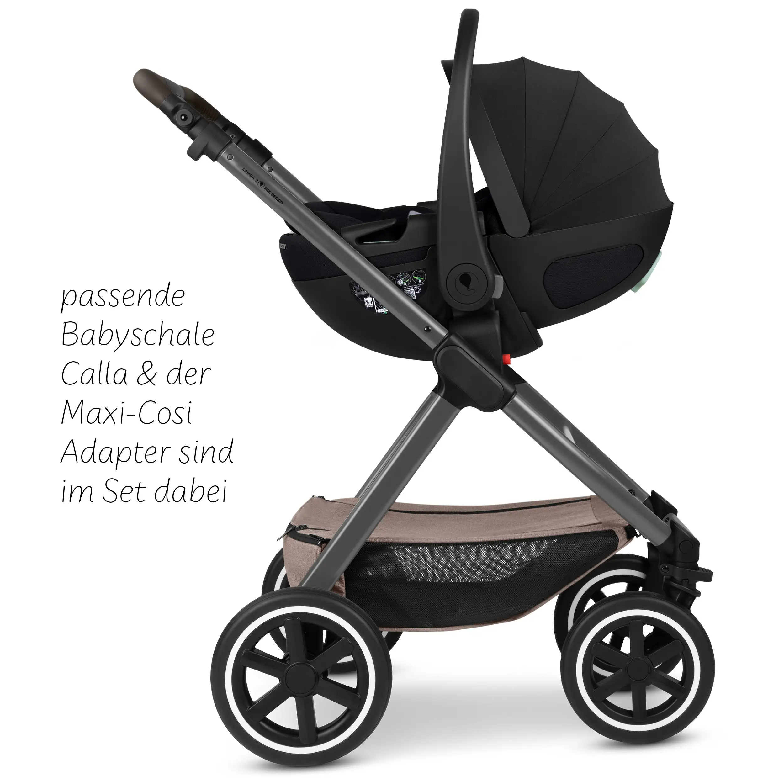 3in1-Kinderwagen-Set Samba 2 inkl. Babyschale Calla mit Liegefunktion - Camel