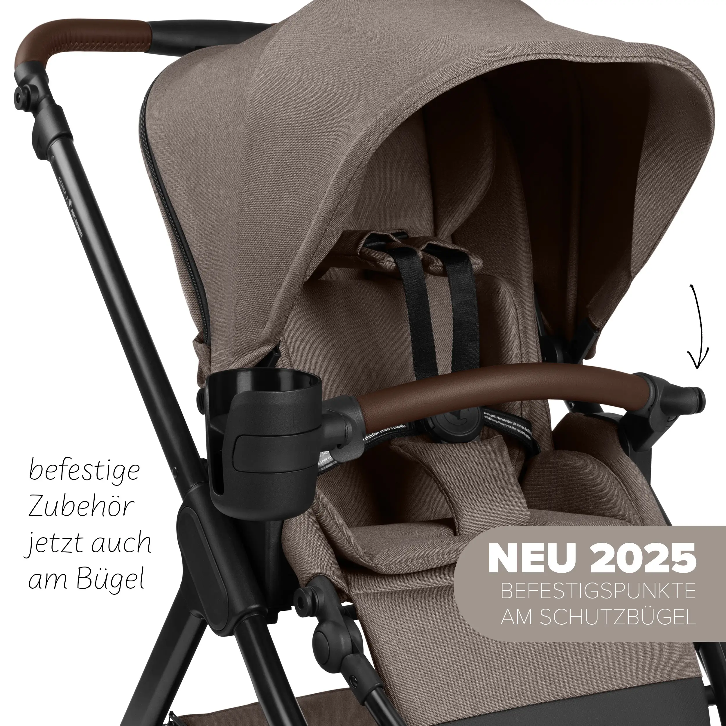 3in1-Kinderwagen-Set Samba 2 inkl. Babyschale Calla mit Liegefunktion - Nature